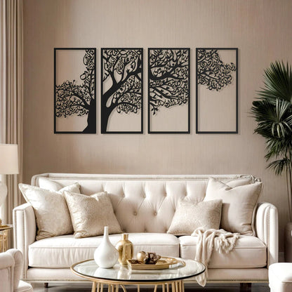 Tree of Surahs (4 Quls) Islamic Wall Art Set of 4 - 54 inches x 24 inches
