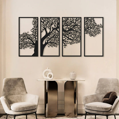 Tree of Surahs (4 Quls) Islamic Wall Art Set of 4 - 54 inches x 24 inches